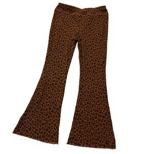 Girl's Leopard Print Flare Leggings sz 6 Pull On Pants